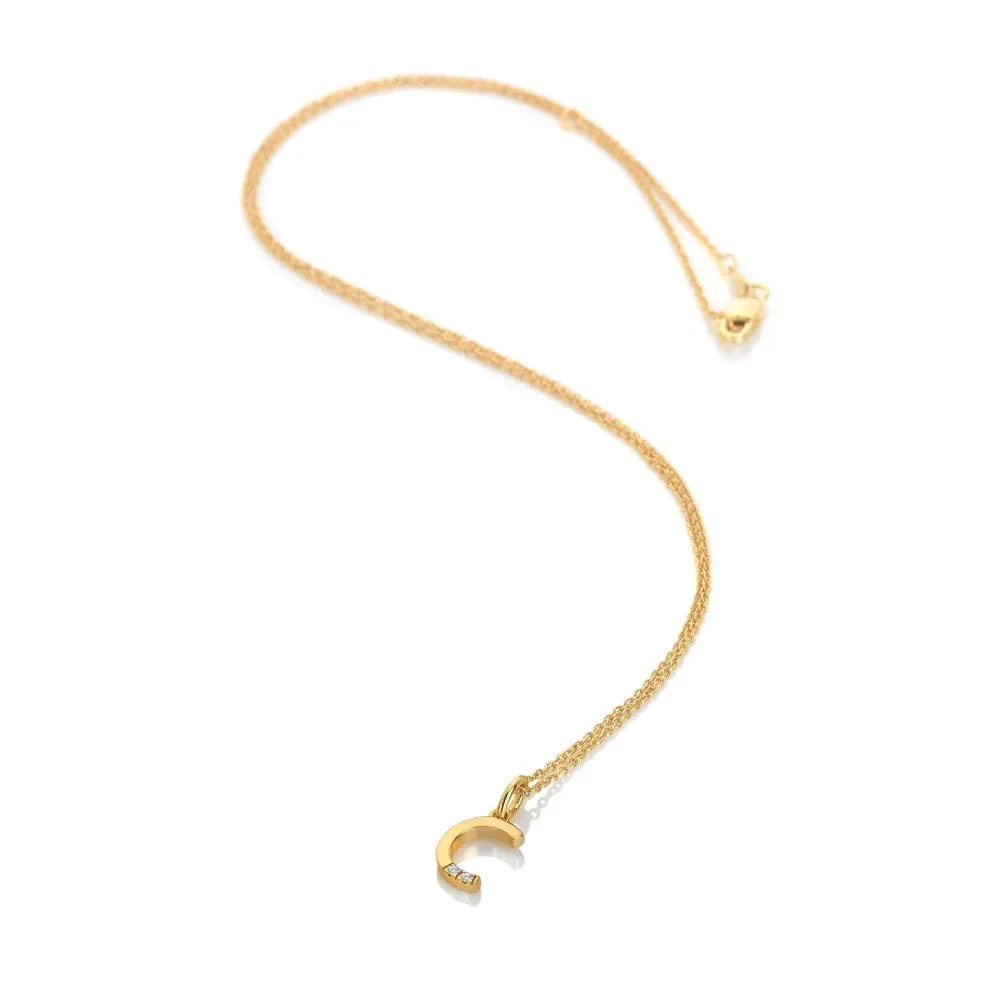 Hot Diamonds X JJ Letter C Pendant - Yellow Gold Plated Necklace