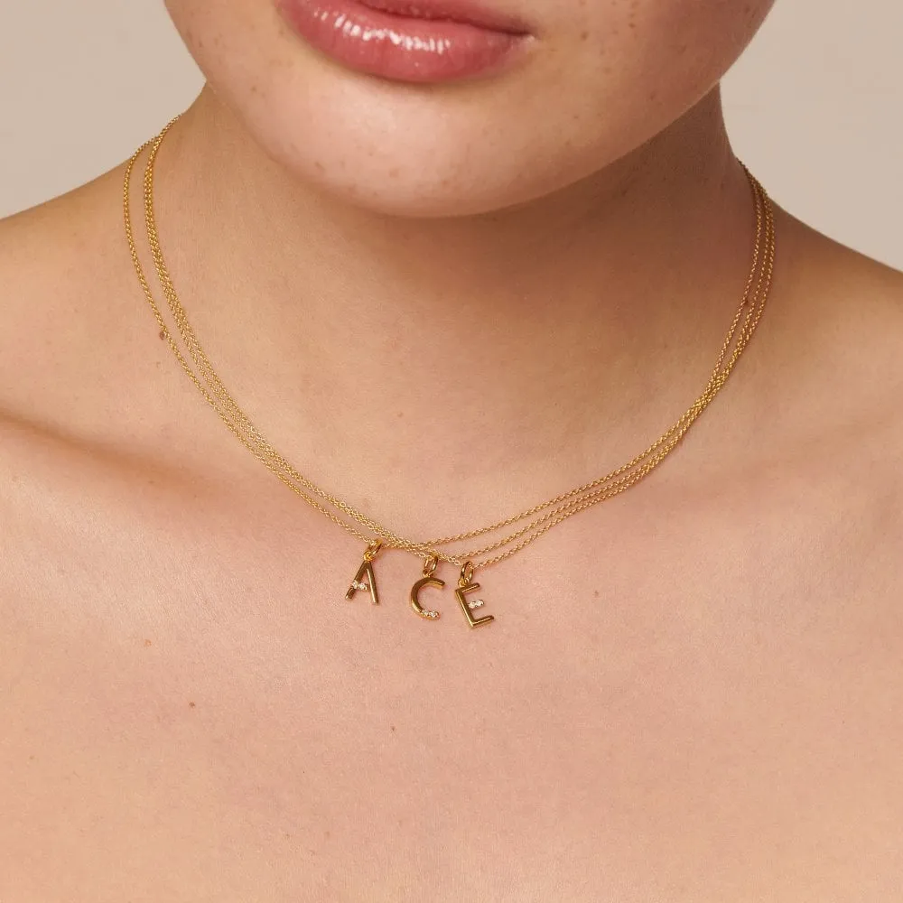 Hot Diamonds X JJ Letter C Pendant - Yellow Gold Plated Necklace