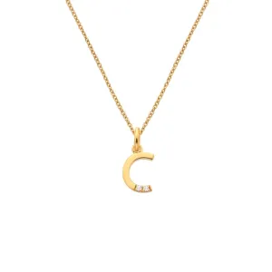 Hot Diamonds X JJ Letter C Pendant - Yellow Gold Plated Necklace