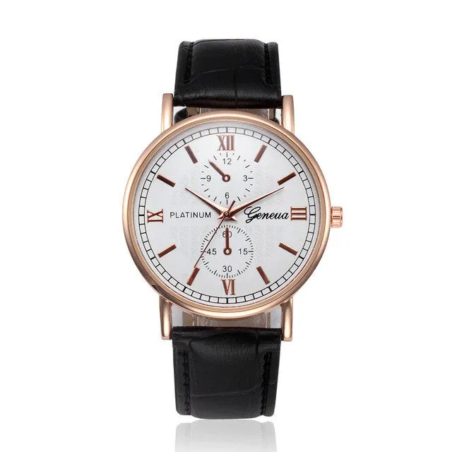 Hot sale relogio masculino quartz watch MEN PU Leather Band Analog Alloy Quartz Wrist Watch clock horloges mannen gift#5