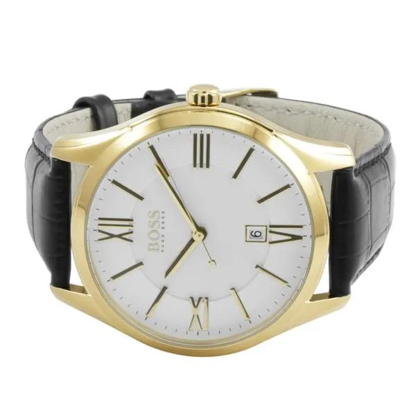 Hugo Boss White Dial Leather Strap Men's Watch 1513020