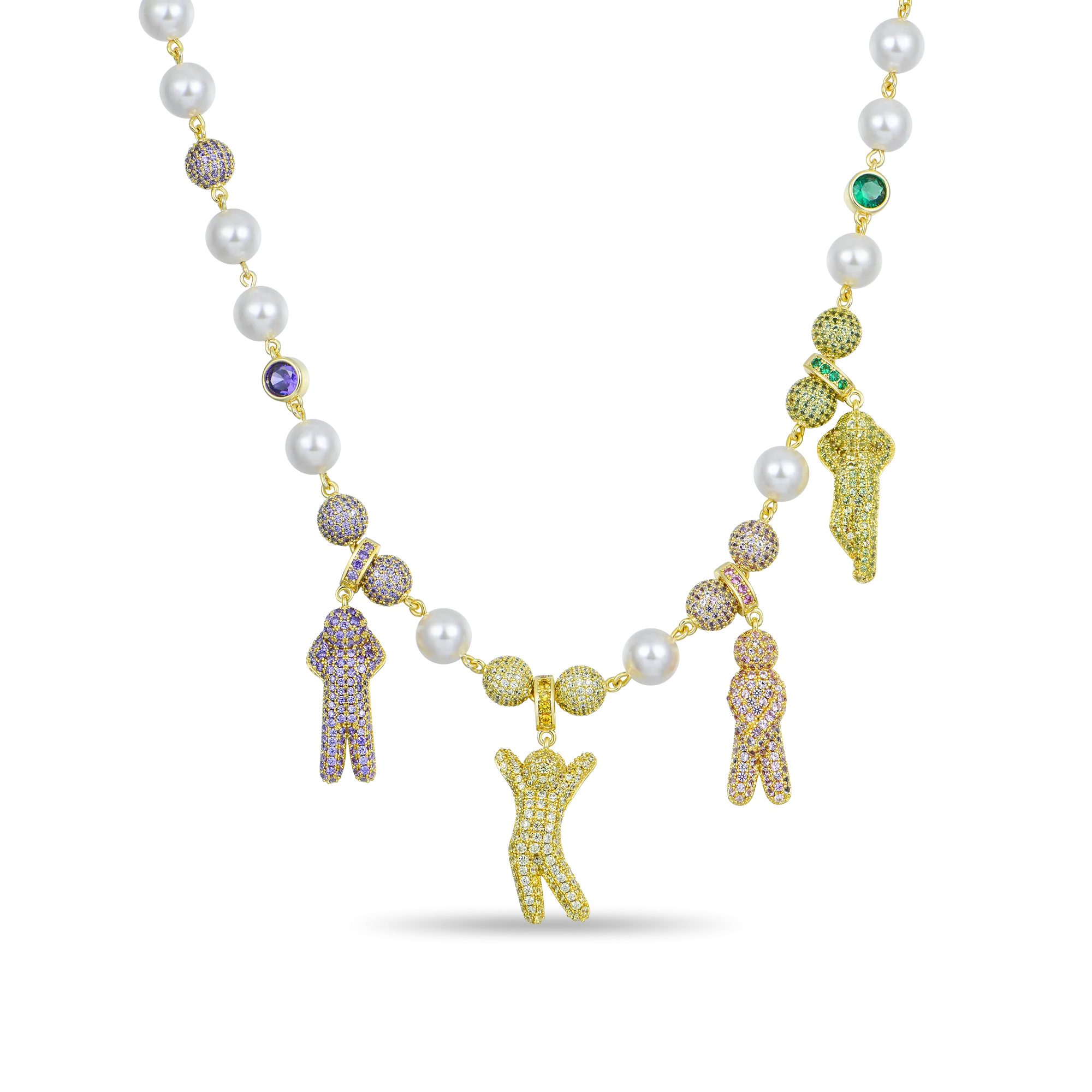 Iced Pearl Green&Black Detachable Custom Chain