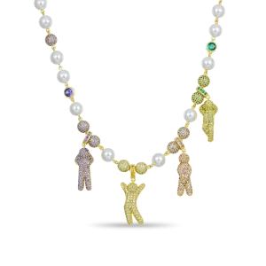 Iced Pearl Green&Black Detachable Custom Chain