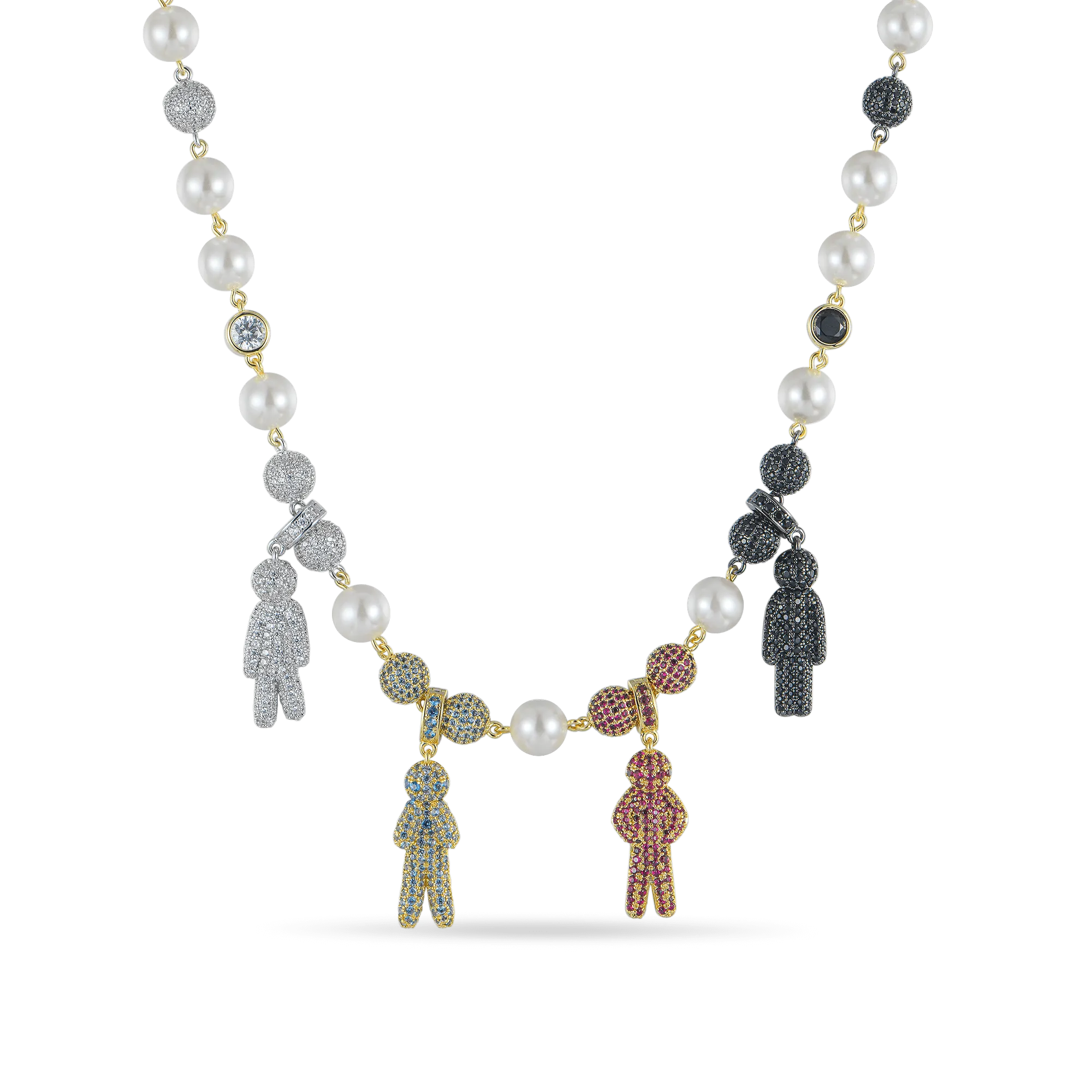 Iced Pearl Green&Black Detachable Custom Chain