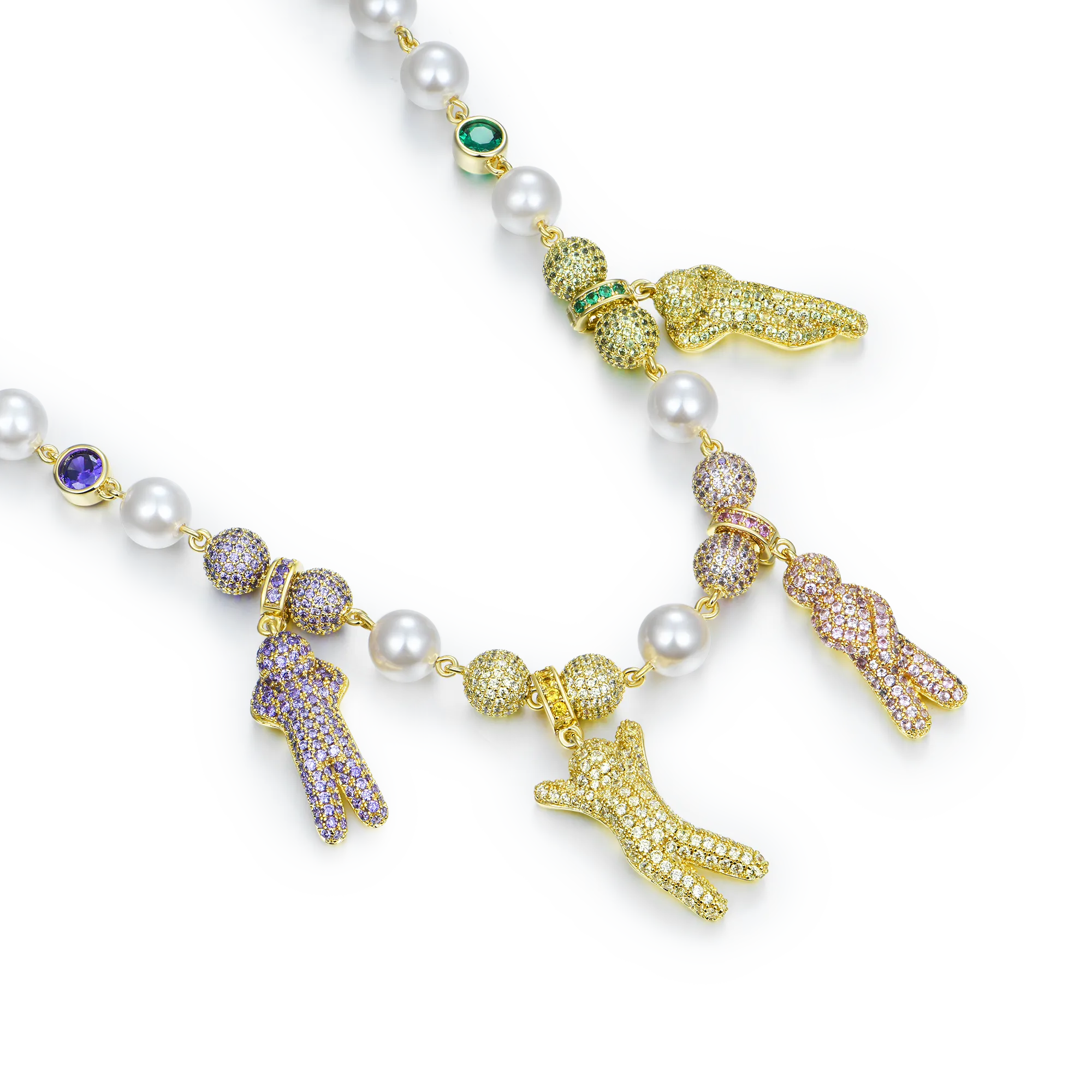 Iced Pearl Green&Black Detachable Custom Chain