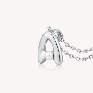 Imprint Sterling Silver Pearl Letter Pendant Necklace-A