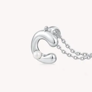 Imprint Sterling Silver Pearl Letter Pendant Necklace-C