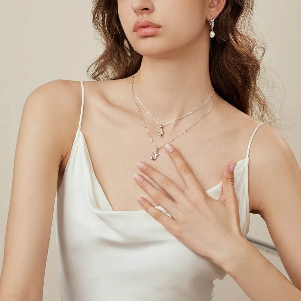 Imprint Sterling Silver Pearl Letter Pendant Necklace-D