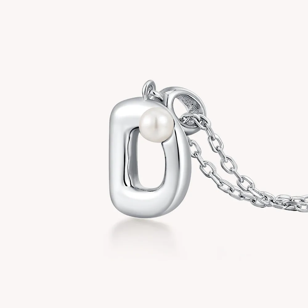 Imprint Sterling Silver Pearl Letter Pendant Necklace-D
