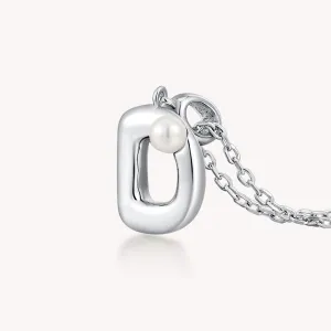Imprint Sterling Silver Pearl Letter Pendant Necklace-D