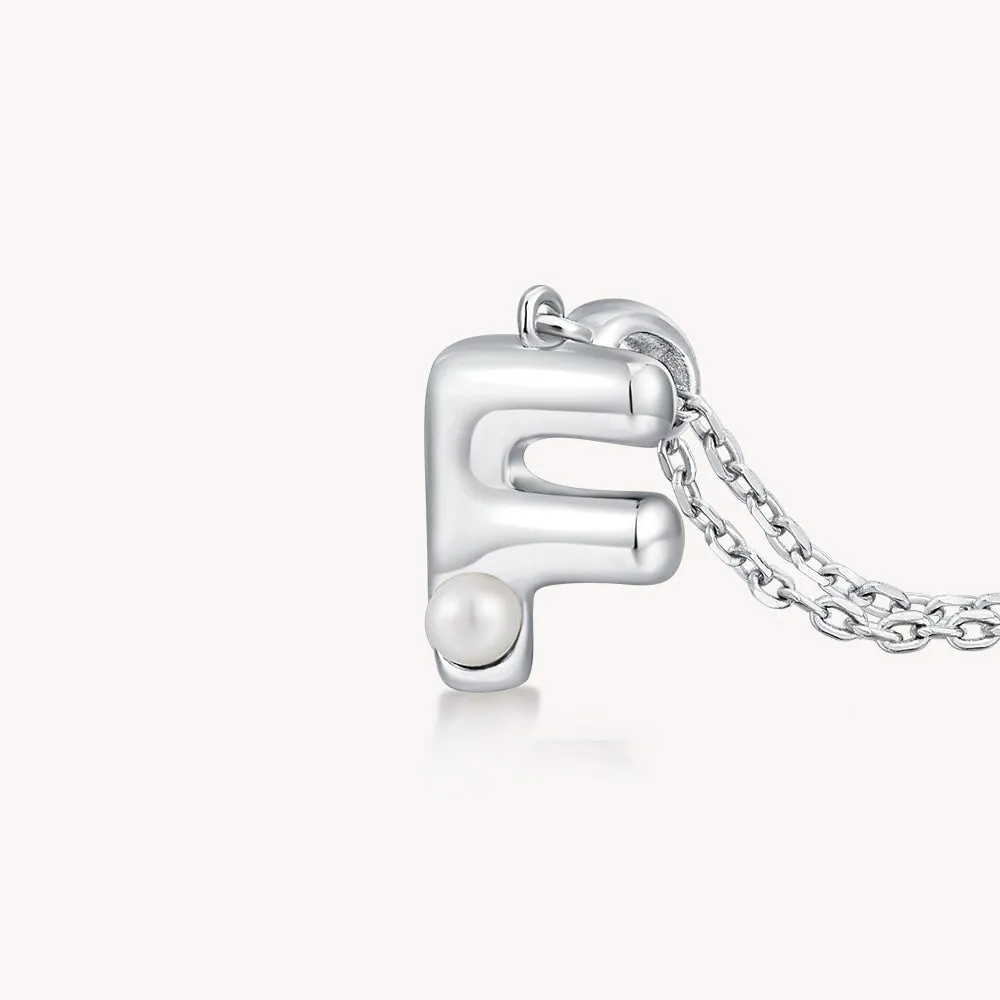 Imprint Sterling Silver Pearl Letter Pendant Necklace-F