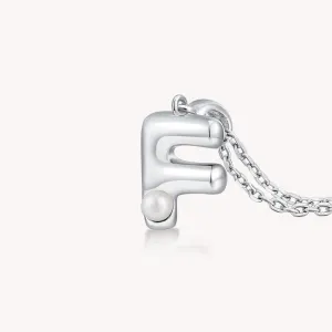 Imprint Sterling Silver Pearl Letter Pendant Necklace-F
