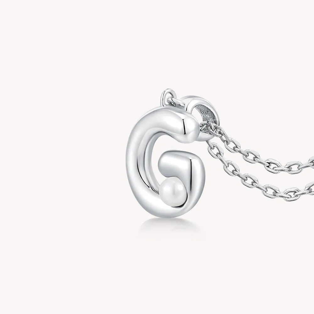 Imprint Sterling Silver Pearl Letter Pendant Necklace-G