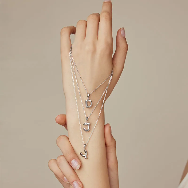 Imprint Sterling Silver Pearl Letter Pendant Necklace-J