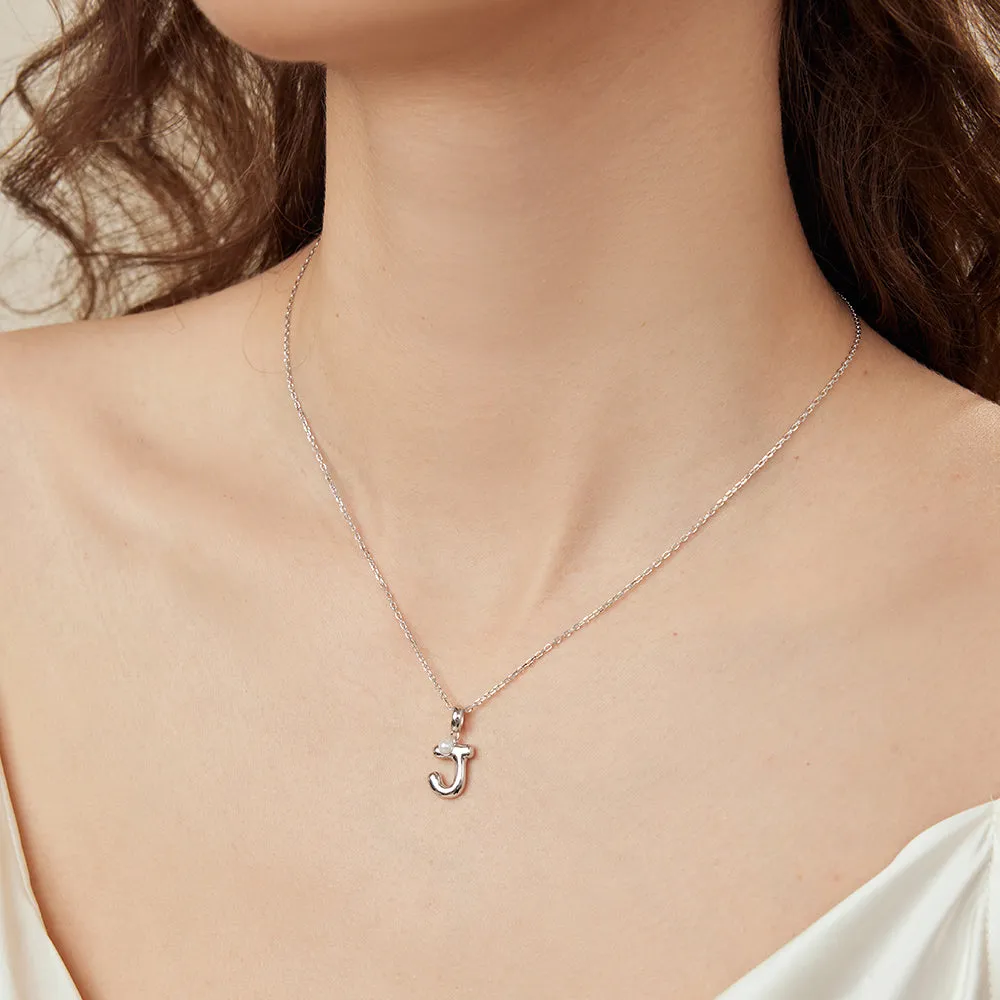 Imprint Sterling Silver Pearl Letter Pendant Necklace-J