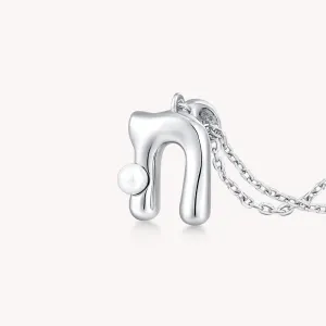 Imprint Sterling Silver Pearl Letter Pendant Necklace-N