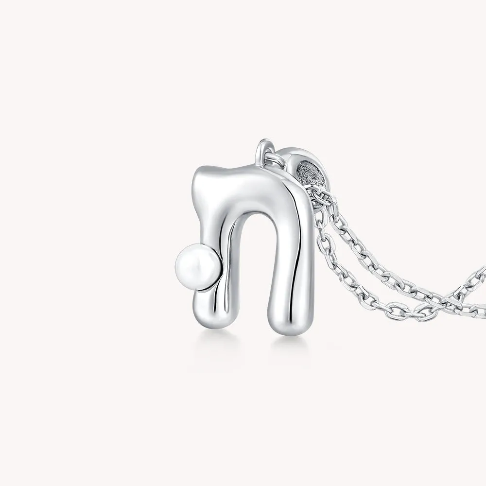 Imprint Sterling Silver Pearl Letter Pendant Necklace-N