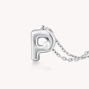 Imprint Sterling Silver Pearl Letter Pendant Necklace-P
