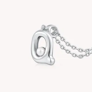 Imprint Sterling Silver Pearl Letter Pendant Necklace-Q