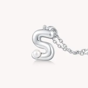 Imprint Sterling Silver Pearl Letter Pendant Necklace-S