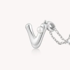 Imprint Sterling Silver Pearl Letter Pendant Necklace-V