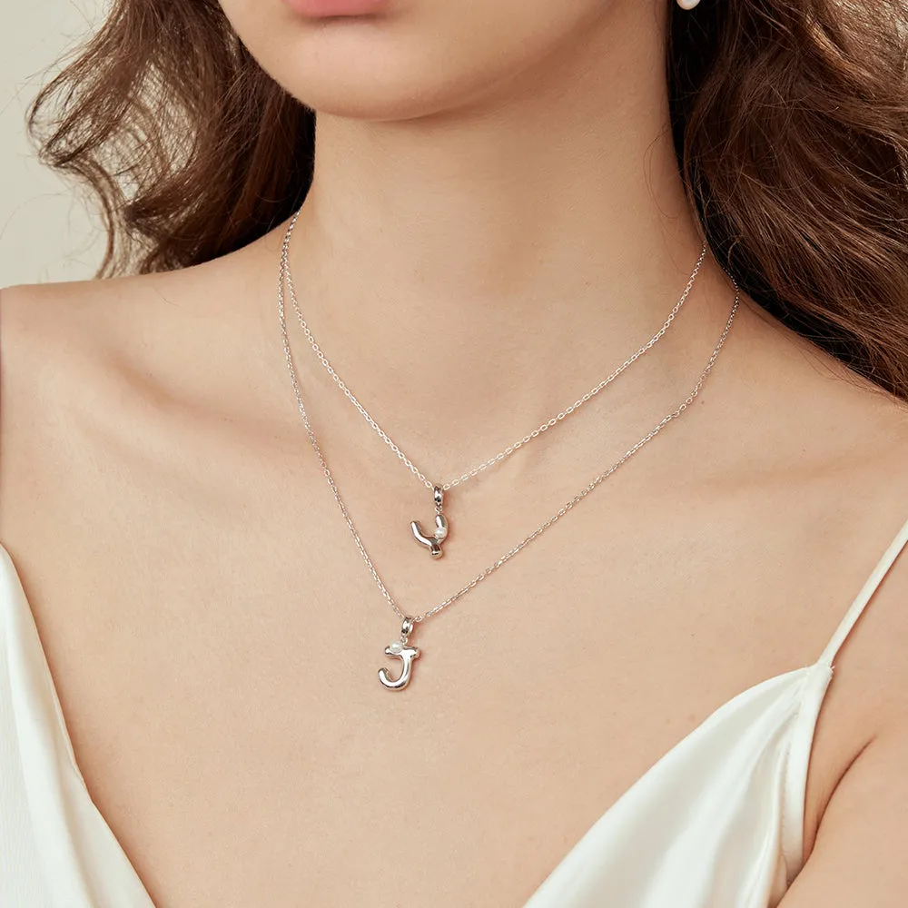 Imprint Sterling Silver Pearl Letter Pendant Necklace-X