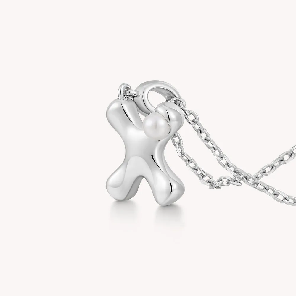 Imprint Sterling Silver Pearl Letter Pendant Necklace-X