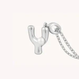 Imprint Sterling Silver Pearl Letter Pendant Necklace-Y