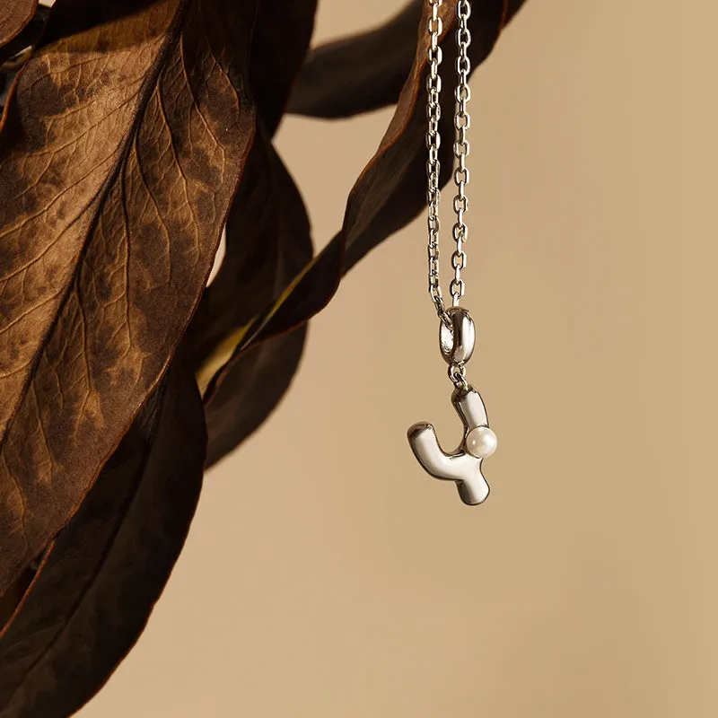 Imprint Sterling Silver Pearl Letter Pendant Necklace-Y