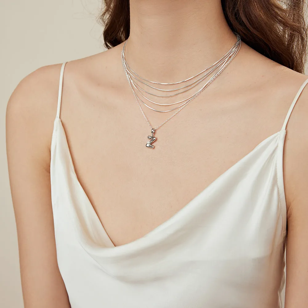 Imprint Sterling Silver Pearl Letter Pendant Necklace-Z
