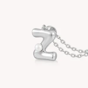 Imprint Sterling Silver Pearl Letter Pendant Necklace-Z