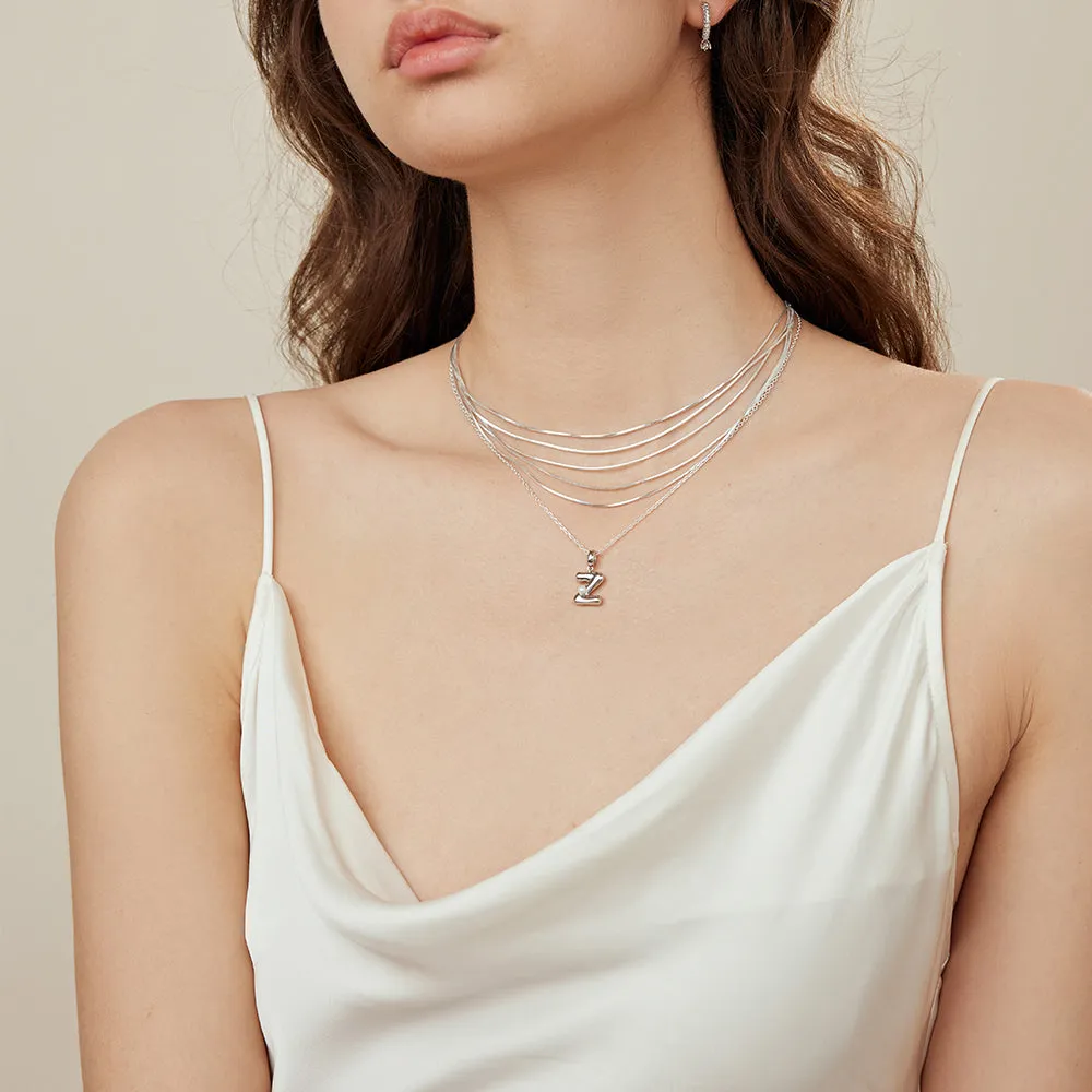 Imprint Sterling Silver Pearl Letter Pendant Necklace-Z