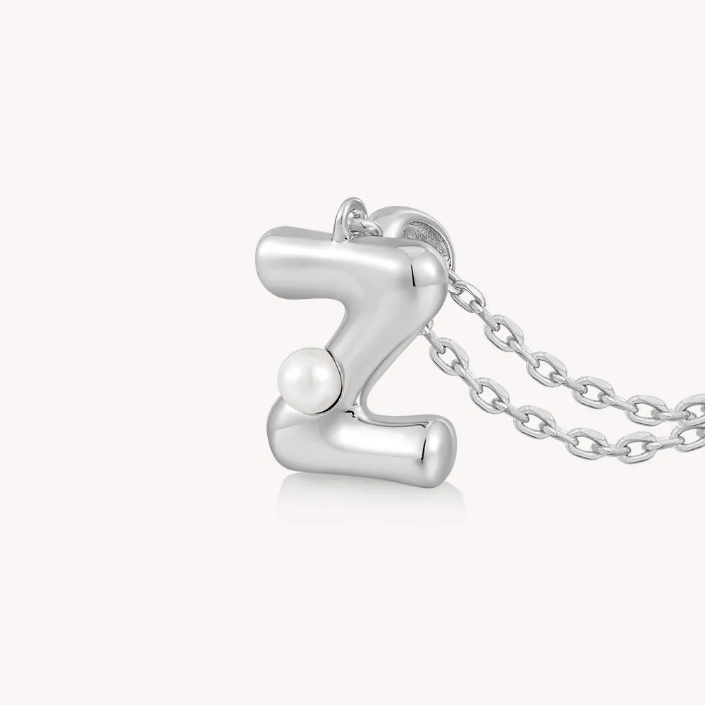 Imprint Sterling Silver Pearl Letter Pendant Necklace-Z