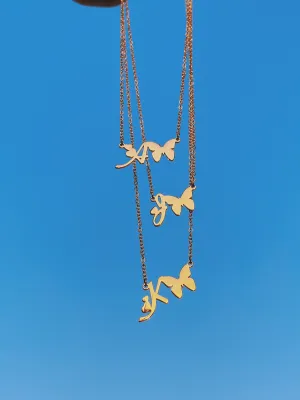 Initial Butterfly Plate Necklace