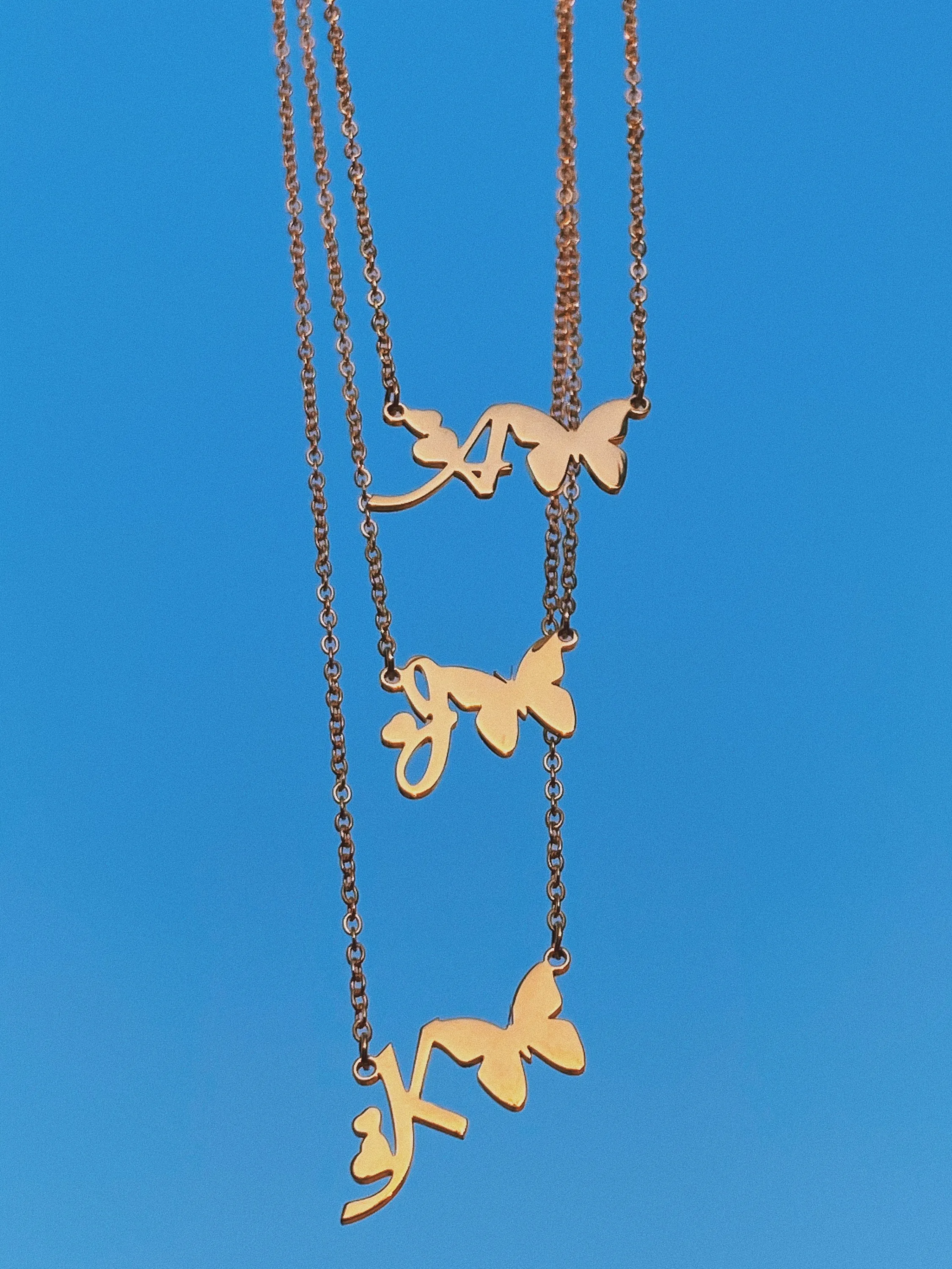 Initial Butterfly Plate Necklace