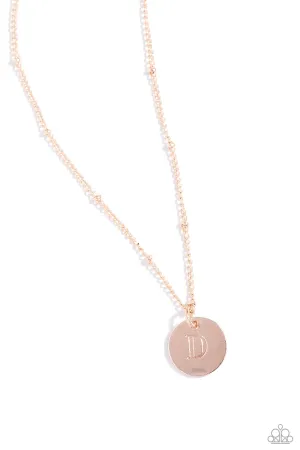 Initial Elegance - Rose Gold - D - Paparazzi Short Necklace