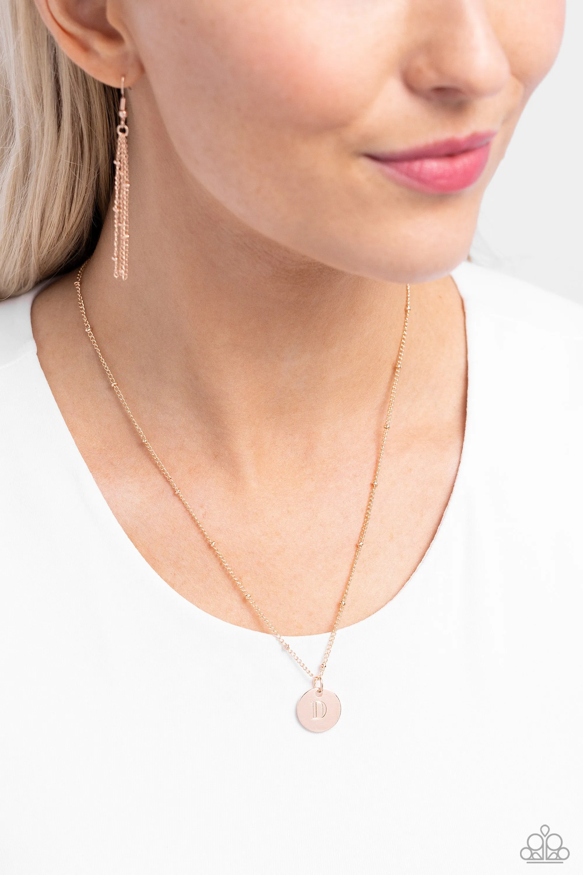 Initial Elegance - Rose Gold - D - Paparazzi Short Necklace