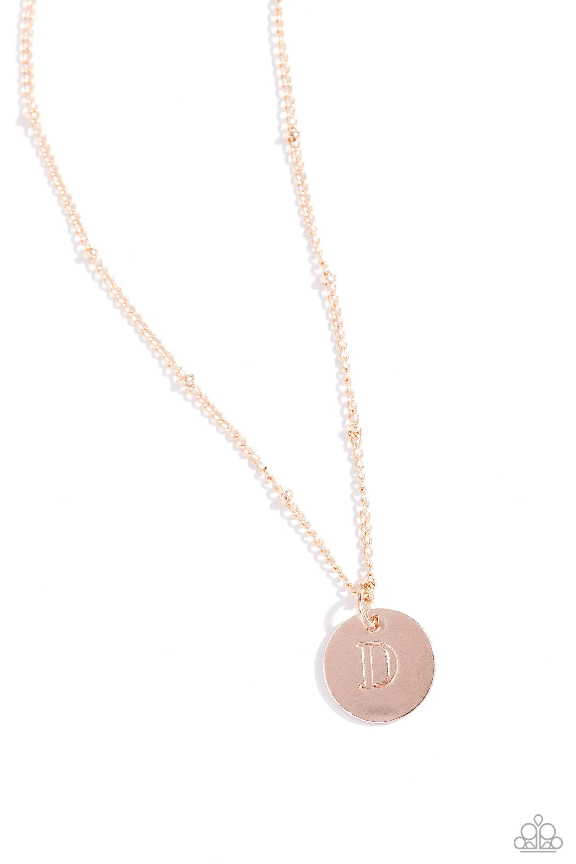 Initial Elegance - Rose Gold - D - Paparazzi Short Necklace