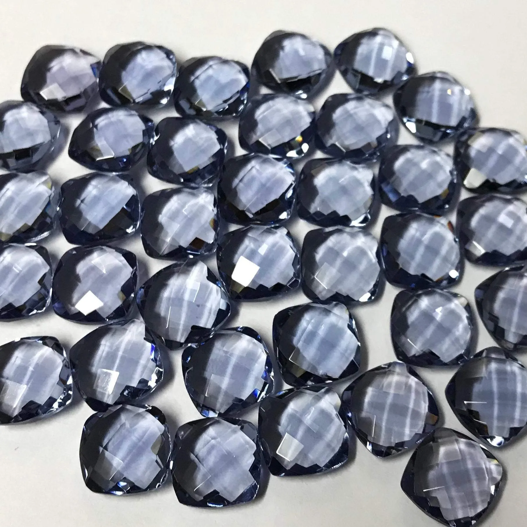 Iolite Quartz Faceted Cushion Square Gemstone Matching Pair Beads 6pc 10mm