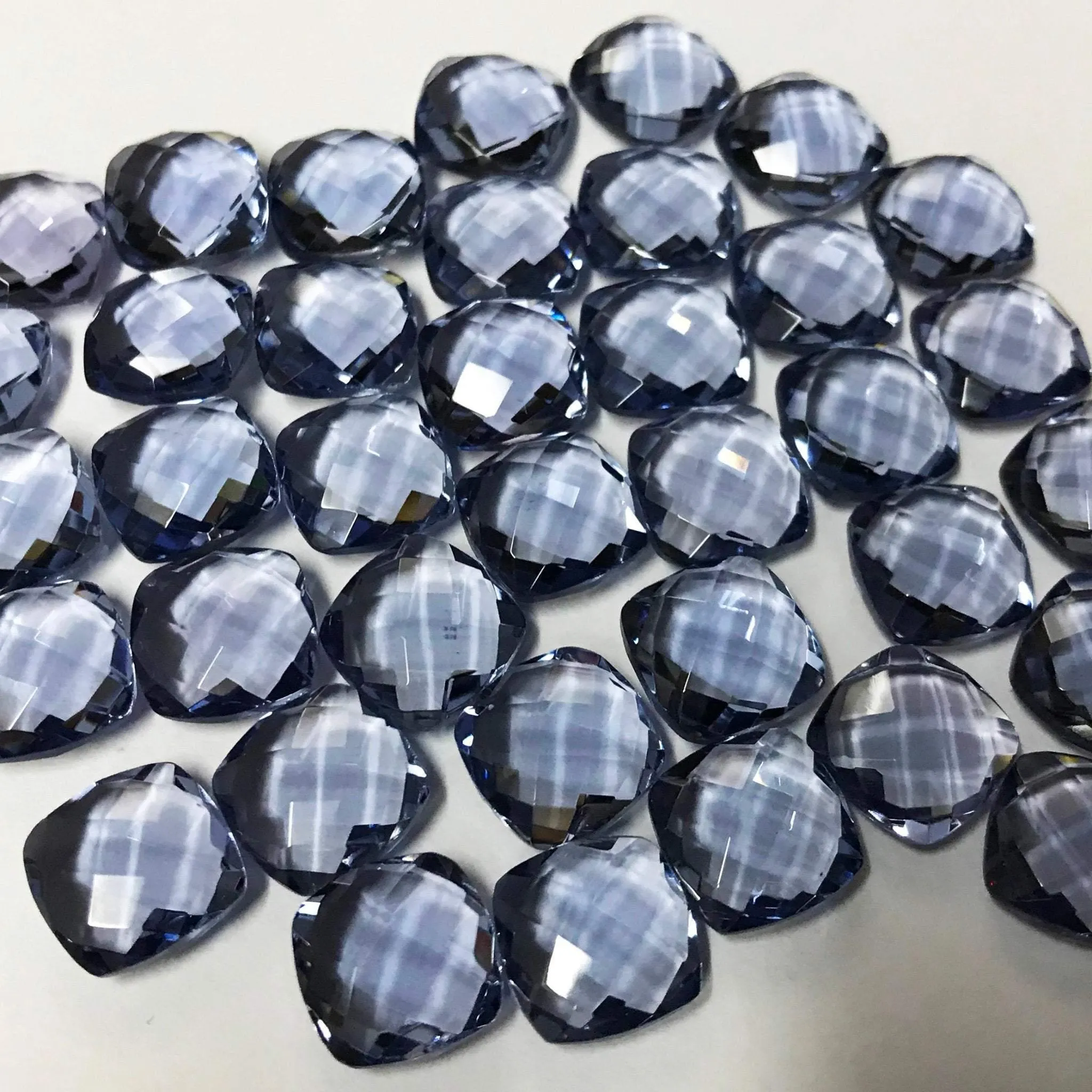 Iolite Quartz Faceted Cushion Square Gemstone Matching Pair Beads 6pc 10mm