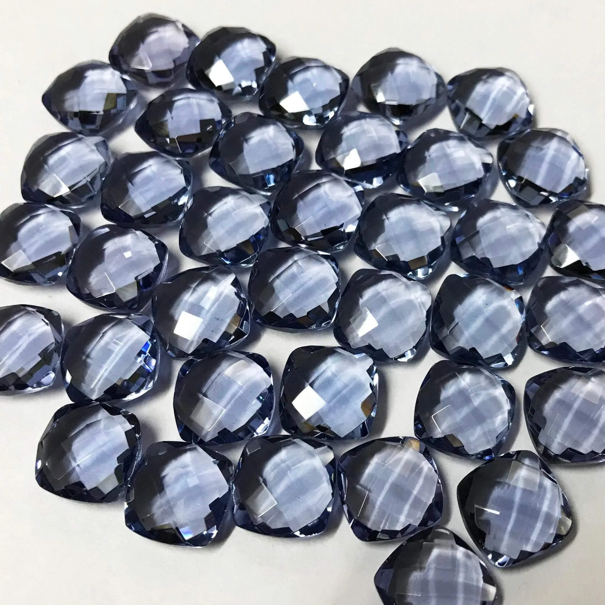 Iolite Quartz Faceted Cushion Square Gemstone Matching Pair Beads 6pc 10mm