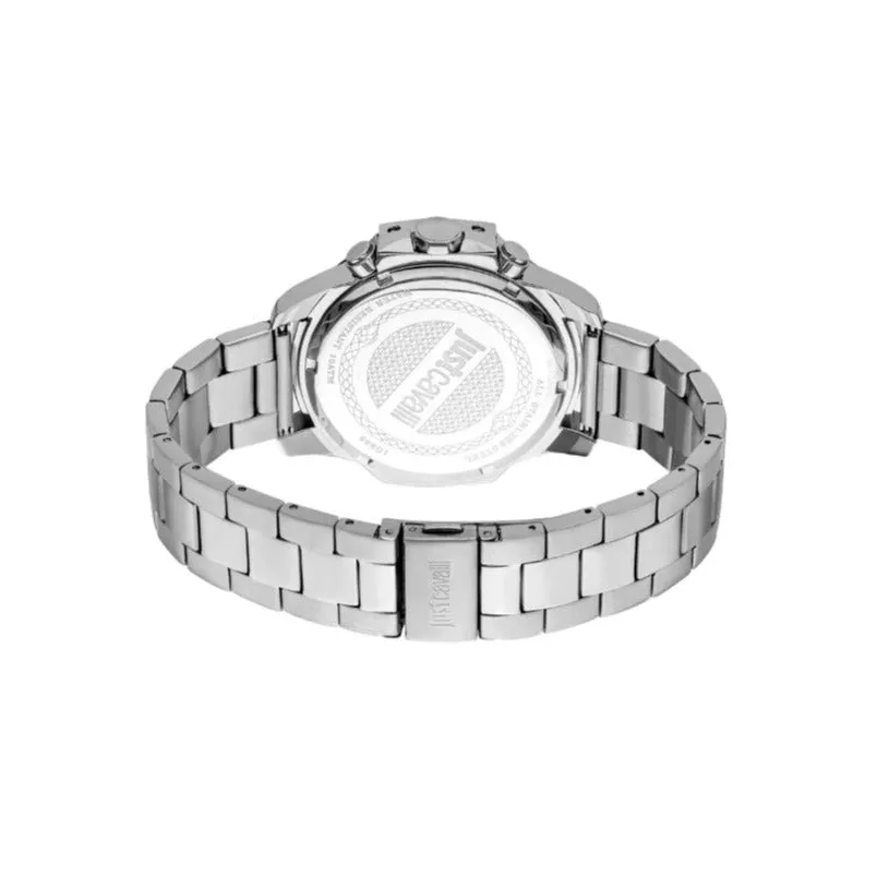 Just Cavalli Gents Dark Blue Dial Stainless Steel Silver Watch