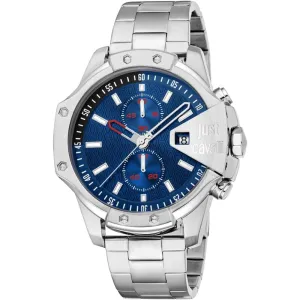 Just Cavalli Gents Dark Blue Dial Stainless Steel Silver Watch