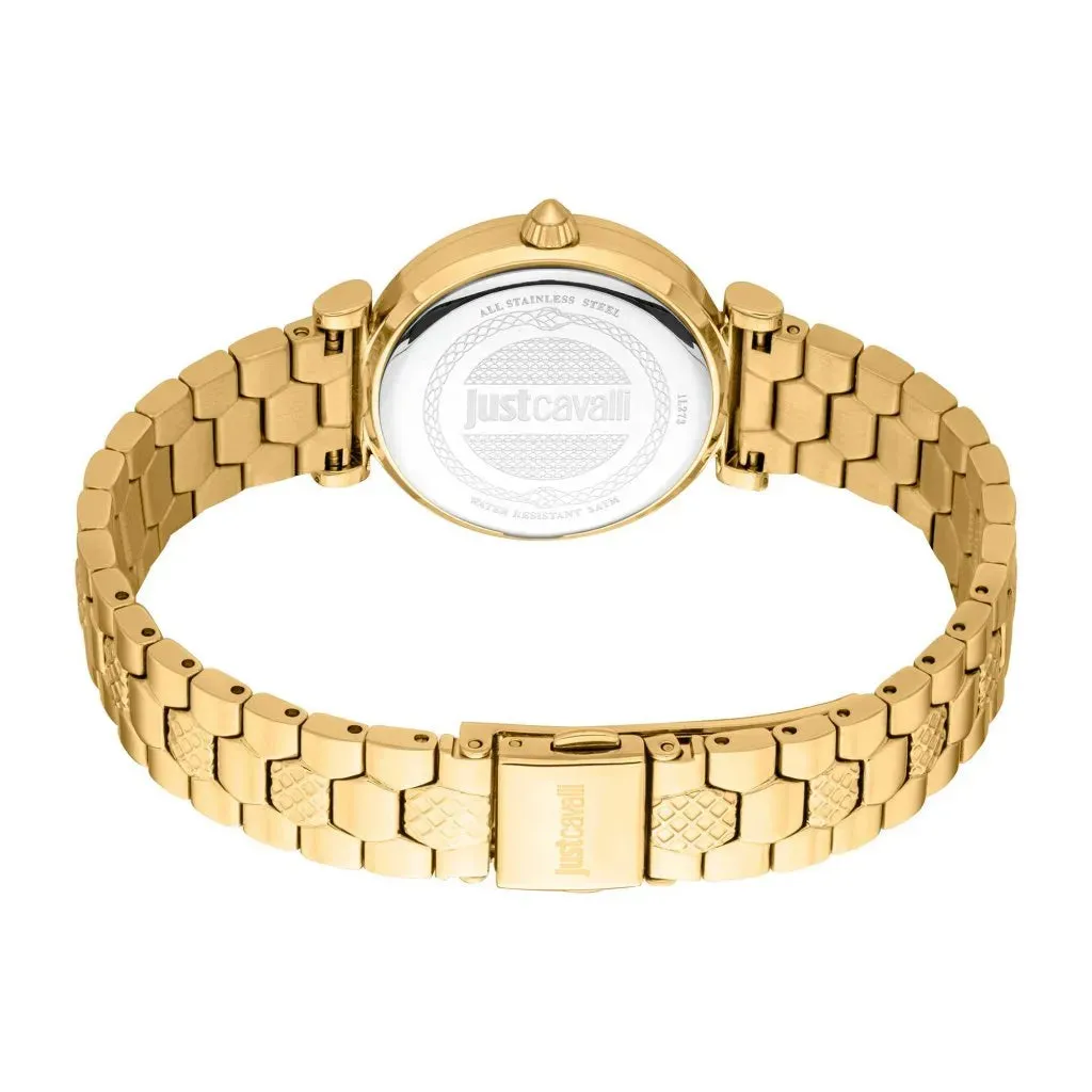 Just Cavalli Varenna Ladies Turquoise Dial Stainless Steel Gold Plated Watch