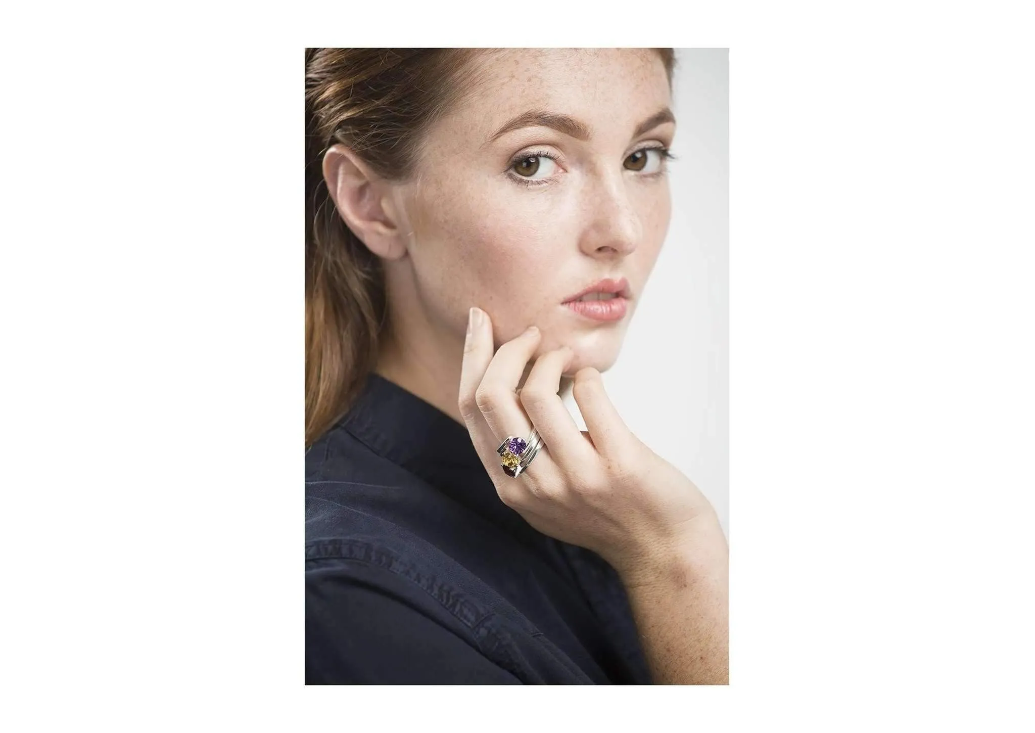 JW435 Optix cut Gemstone Ring, Sterling Silver