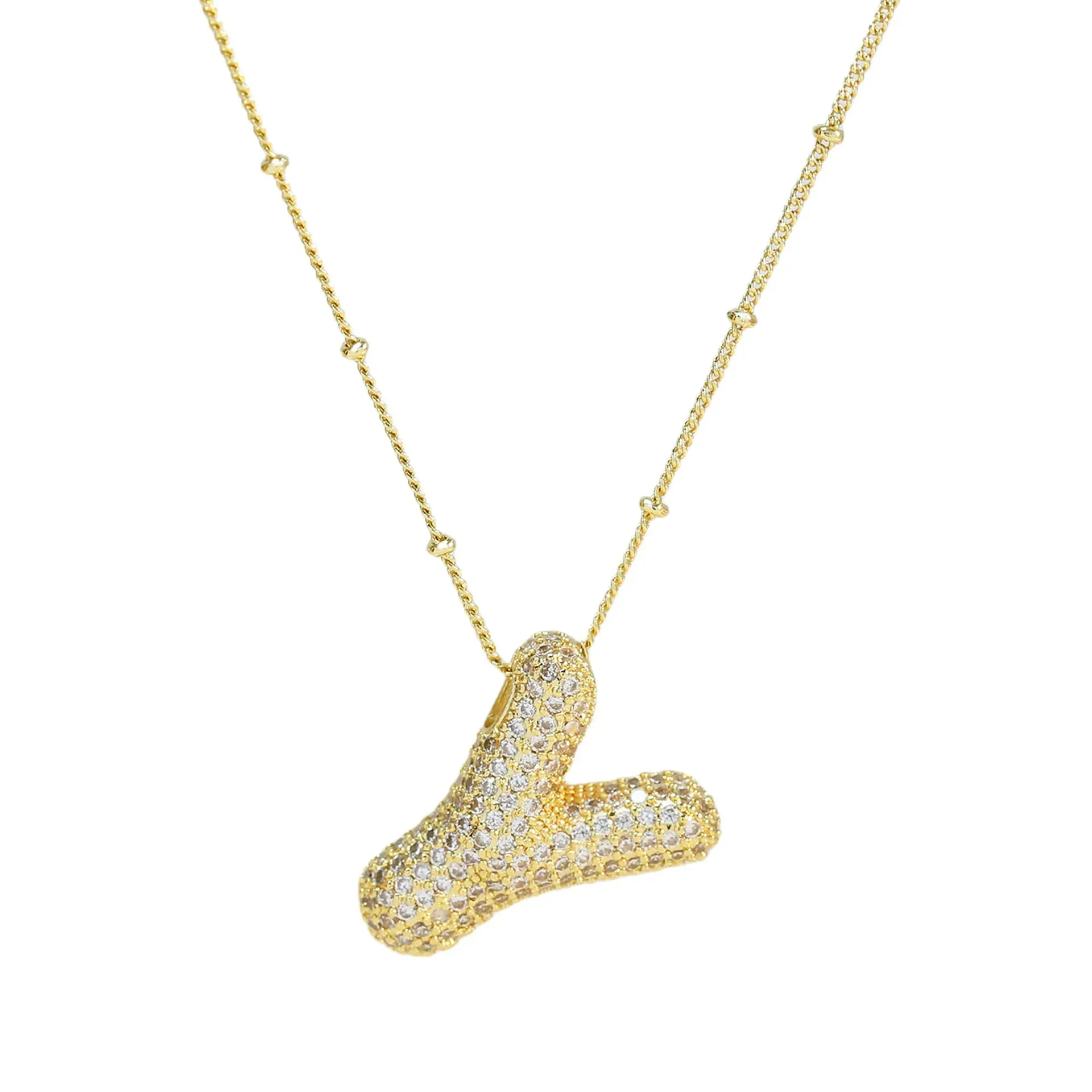 Kawaii CZ Zircon Balloon Initial Necklaces 🎈✨ A-Z Alphabet Bubble Letter Pendants for Trendy Women 💖 Fashion Jewelry