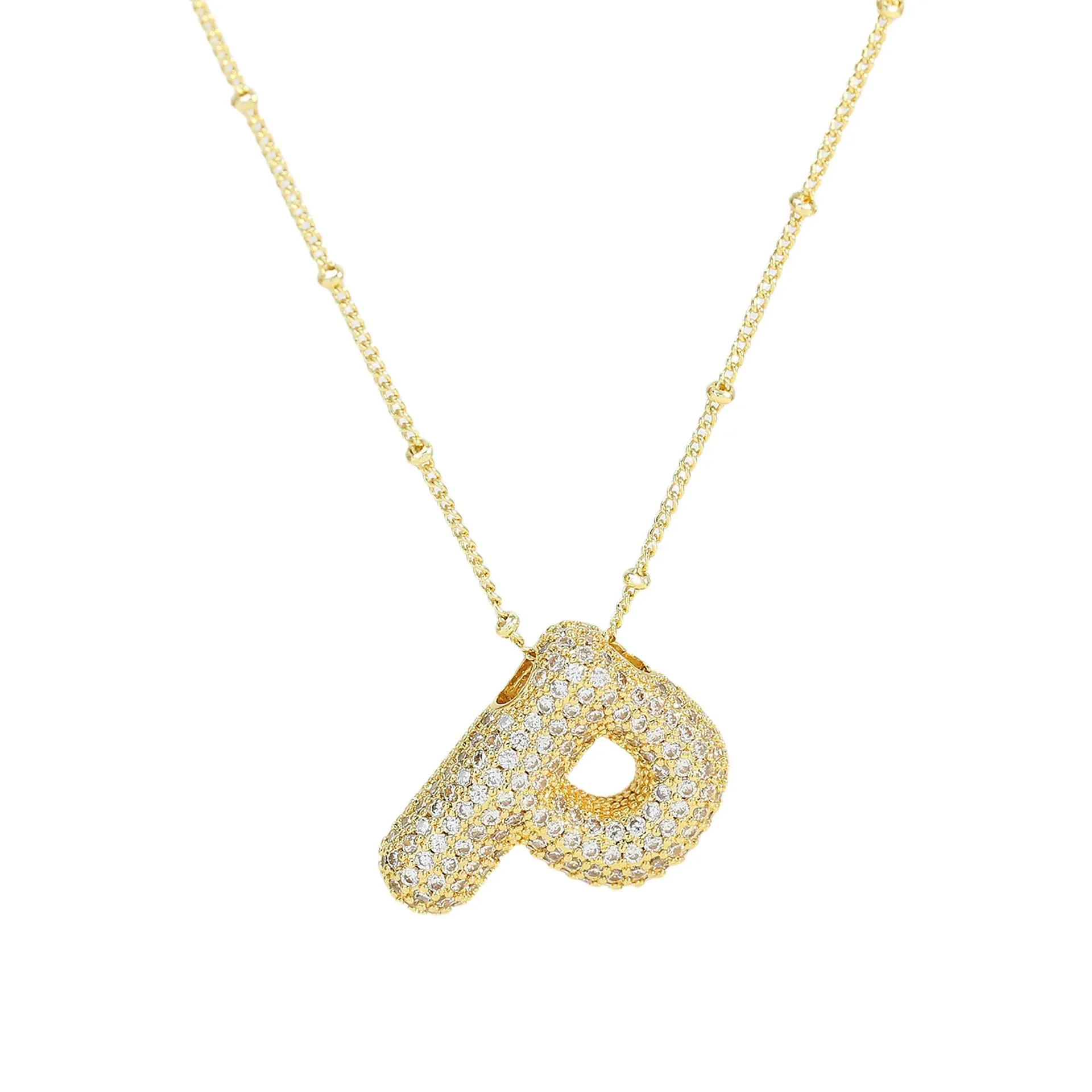 Kawaii CZ Zircon Balloon Initial Necklaces 🎈✨ A-Z Alphabet Bubble Letter Pendants for Trendy Women 💖 Fashion Jewelry