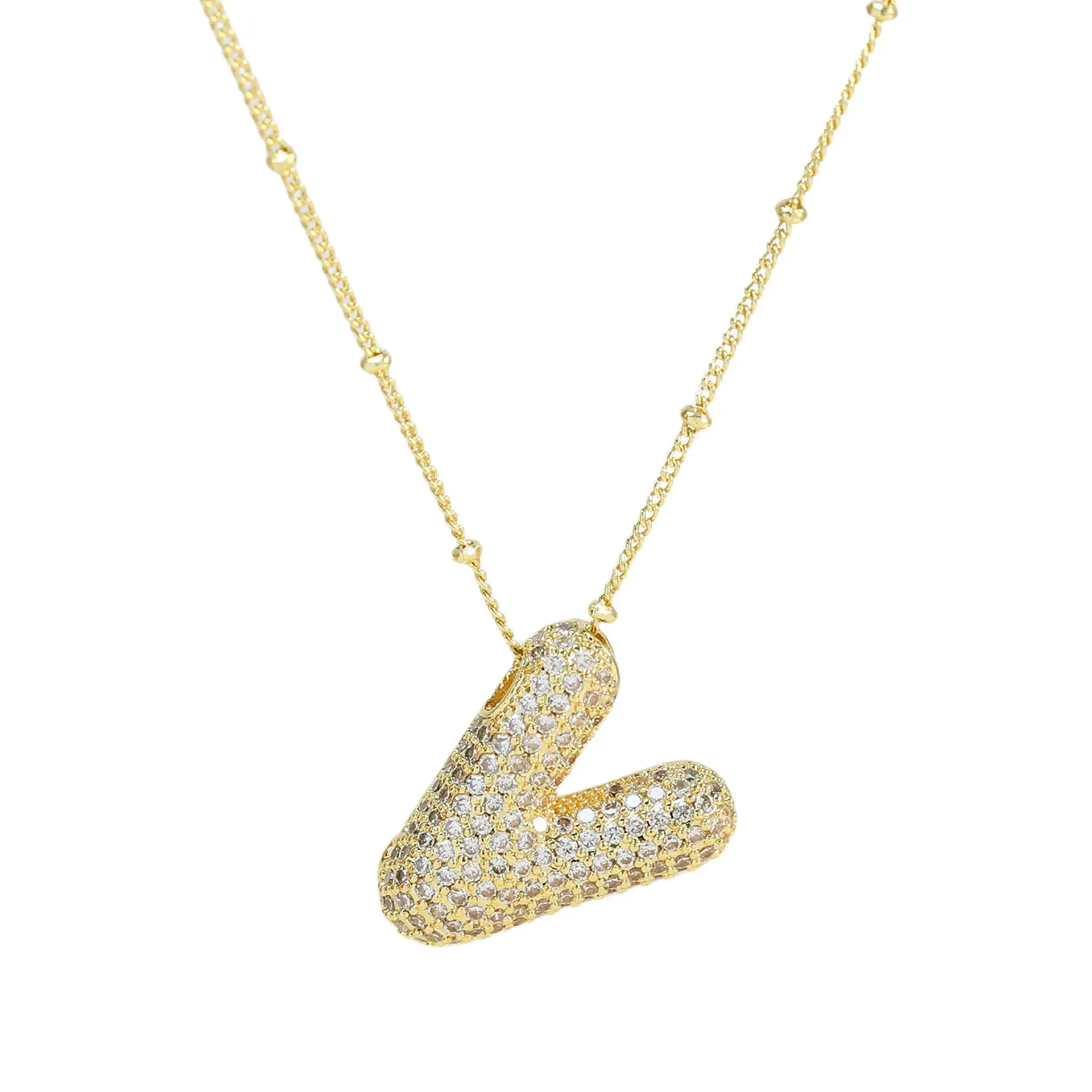 Kawaii CZ Zircon Balloon Initial Necklaces 🎈✨ A-Z Alphabet Bubble Letter Pendants for Trendy Women 💖 Fashion Jewelry