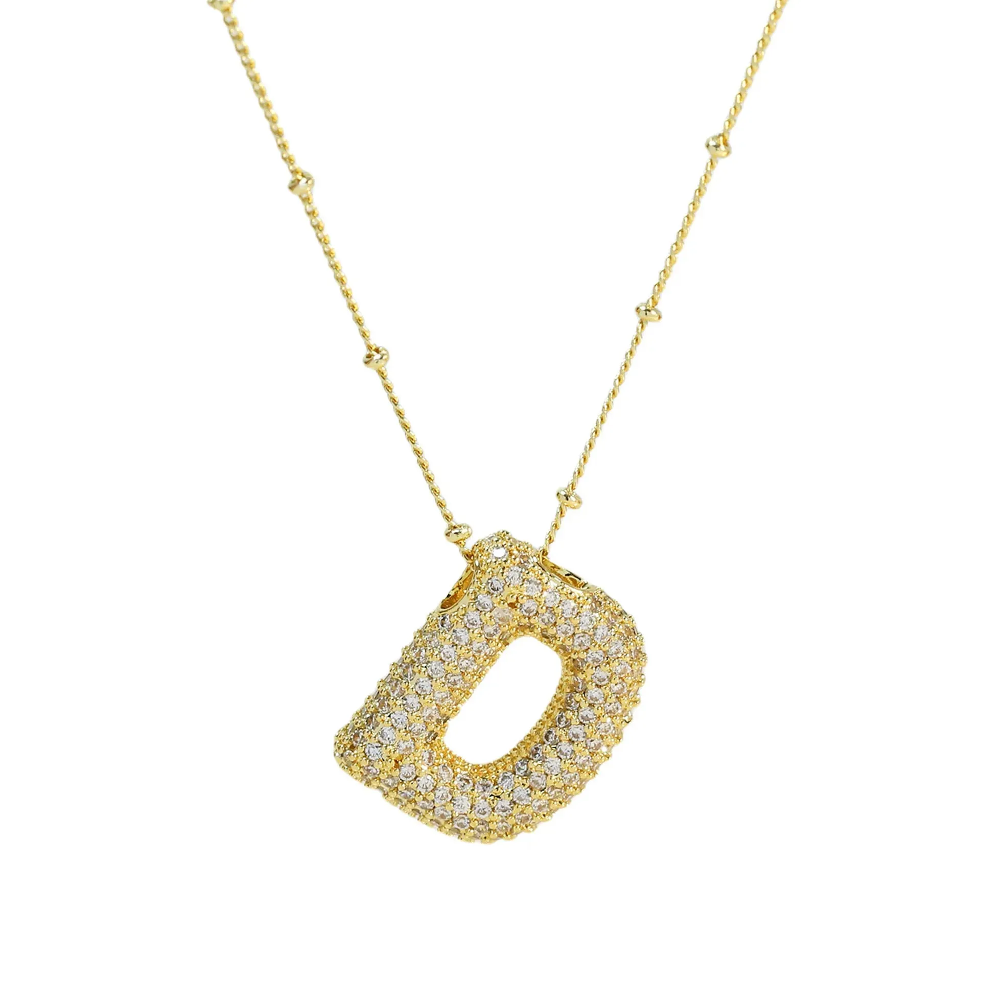Kawaii CZ Zircon Balloon Initial Necklaces 🎈✨ A-Z Alphabet Bubble Letter Pendants for Trendy Women 💖 Fashion Jewelry
