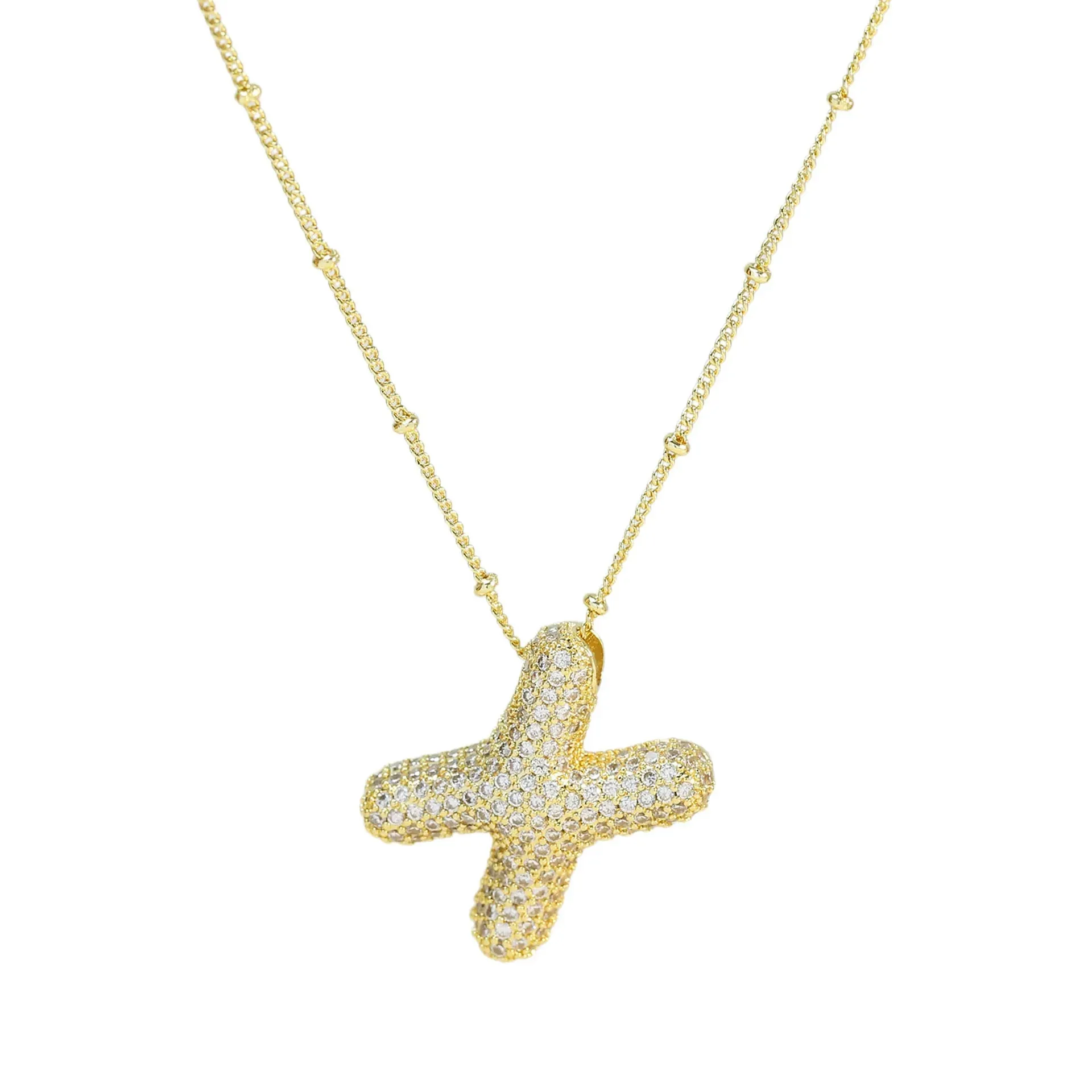 Kawaii CZ Zircon Balloon Initial Necklaces 🎈✨ A-Z Alphabet Bubble Letter Pendants for Trendy Women 💖 Fashion Jewelry